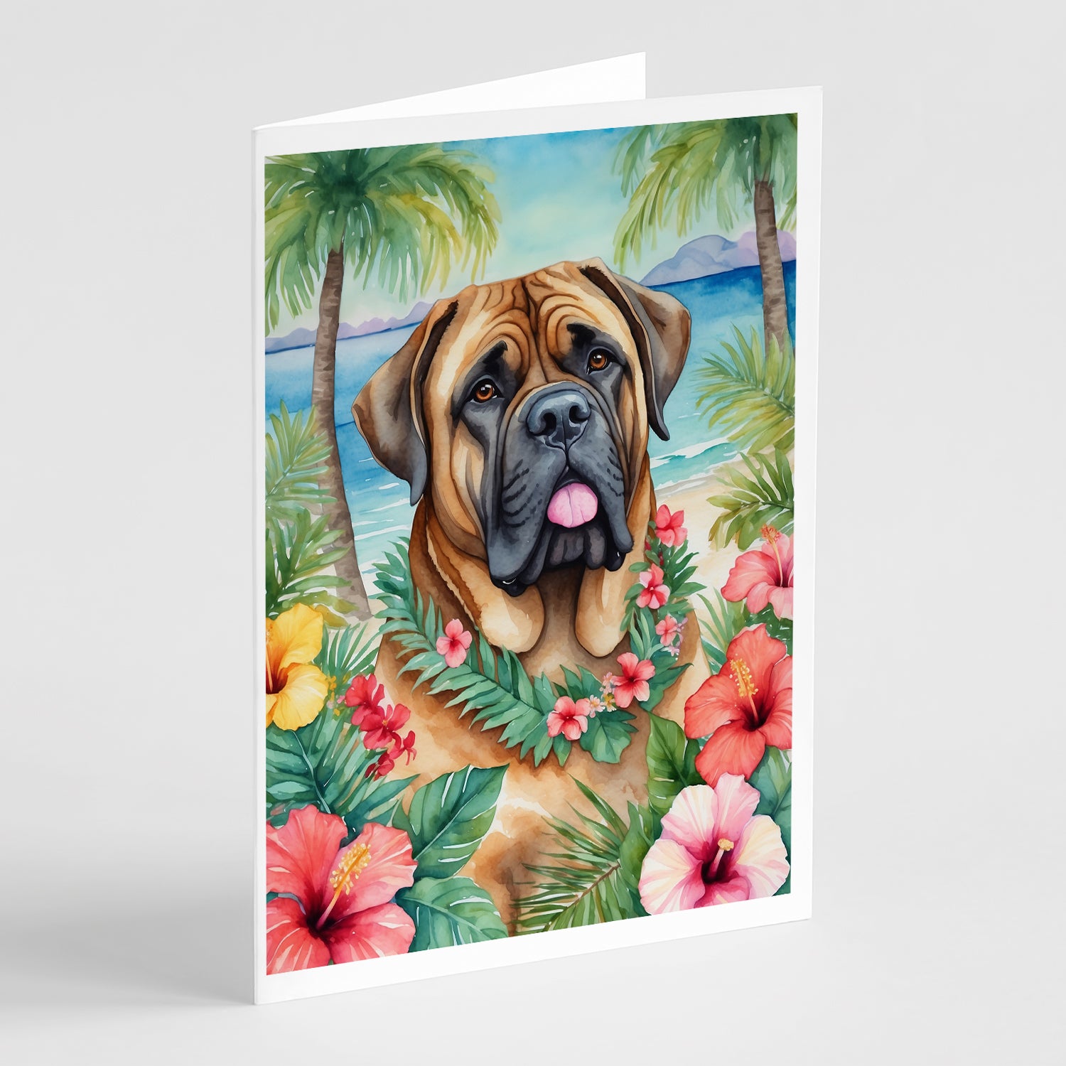 Buy this Mastiff Luau Greeting Cards Pack of 8