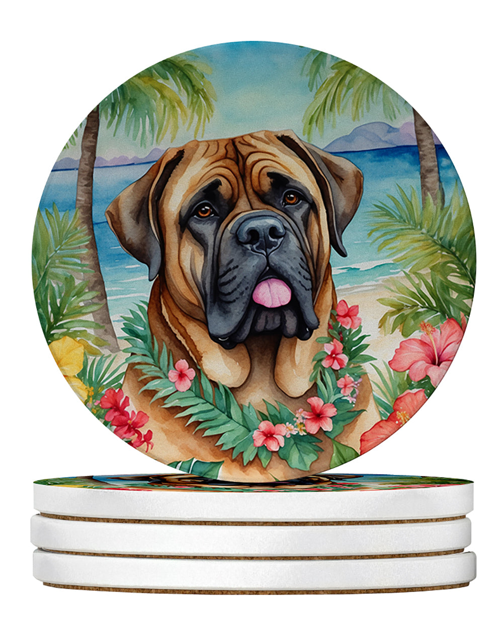 Buy this Mastiff Luau Large Sandstone Coasters Pack of 4