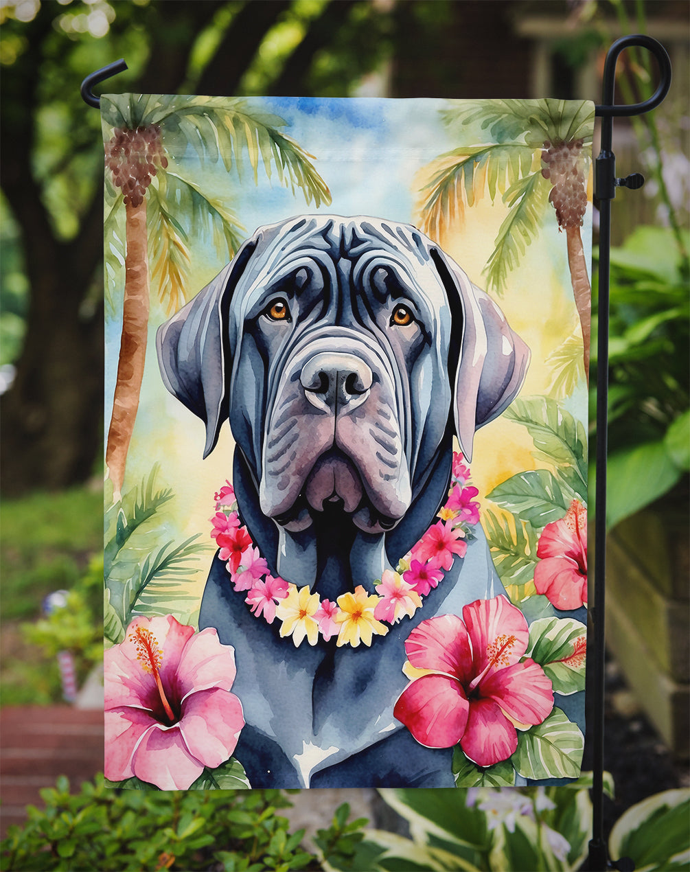 Neapolitan Mastiff Luau Garden Flag