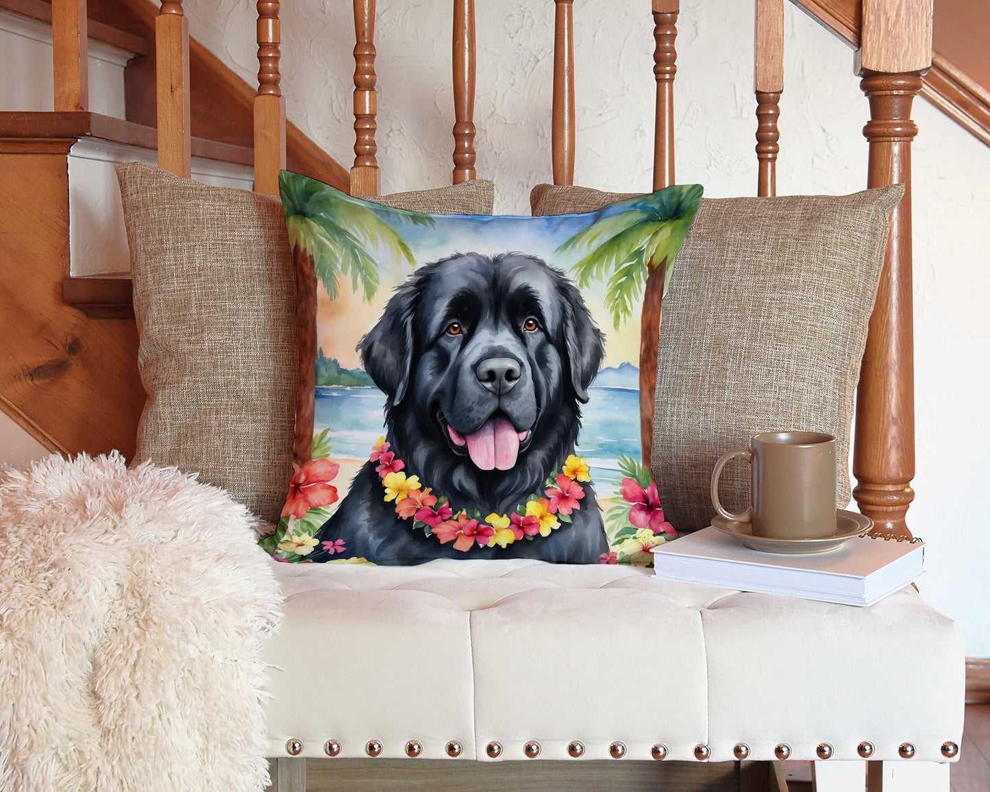 Newfoundland Luau Throw Pillow