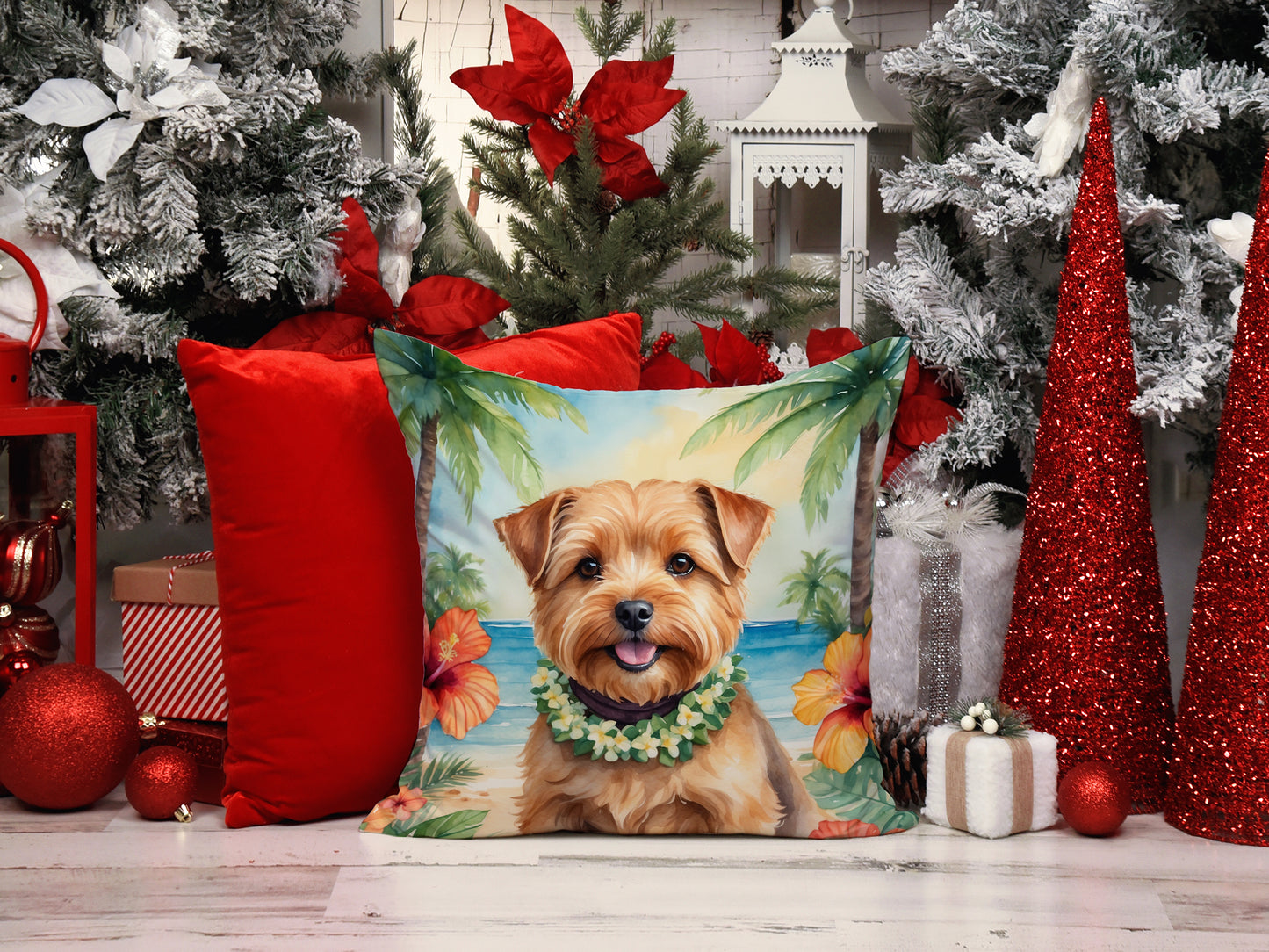 Norfolk Terrier Luau Throw Pillow