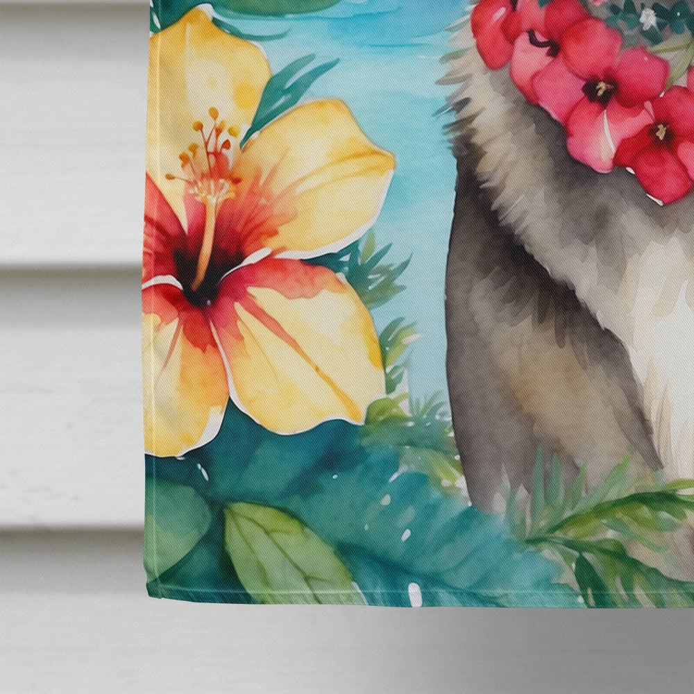 Norwegian Elkhound Luau House Flag