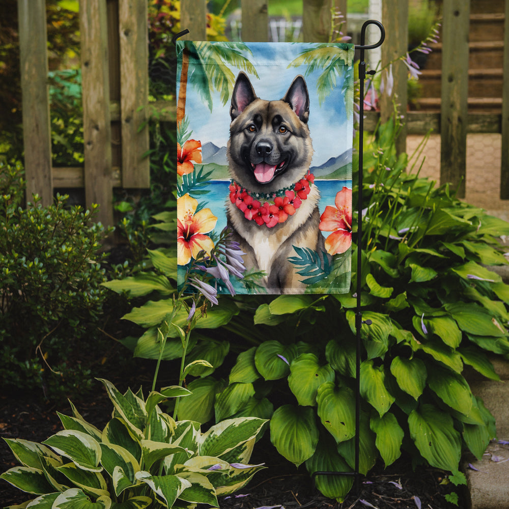 Norwegian Elkhound Luau Garden Flag