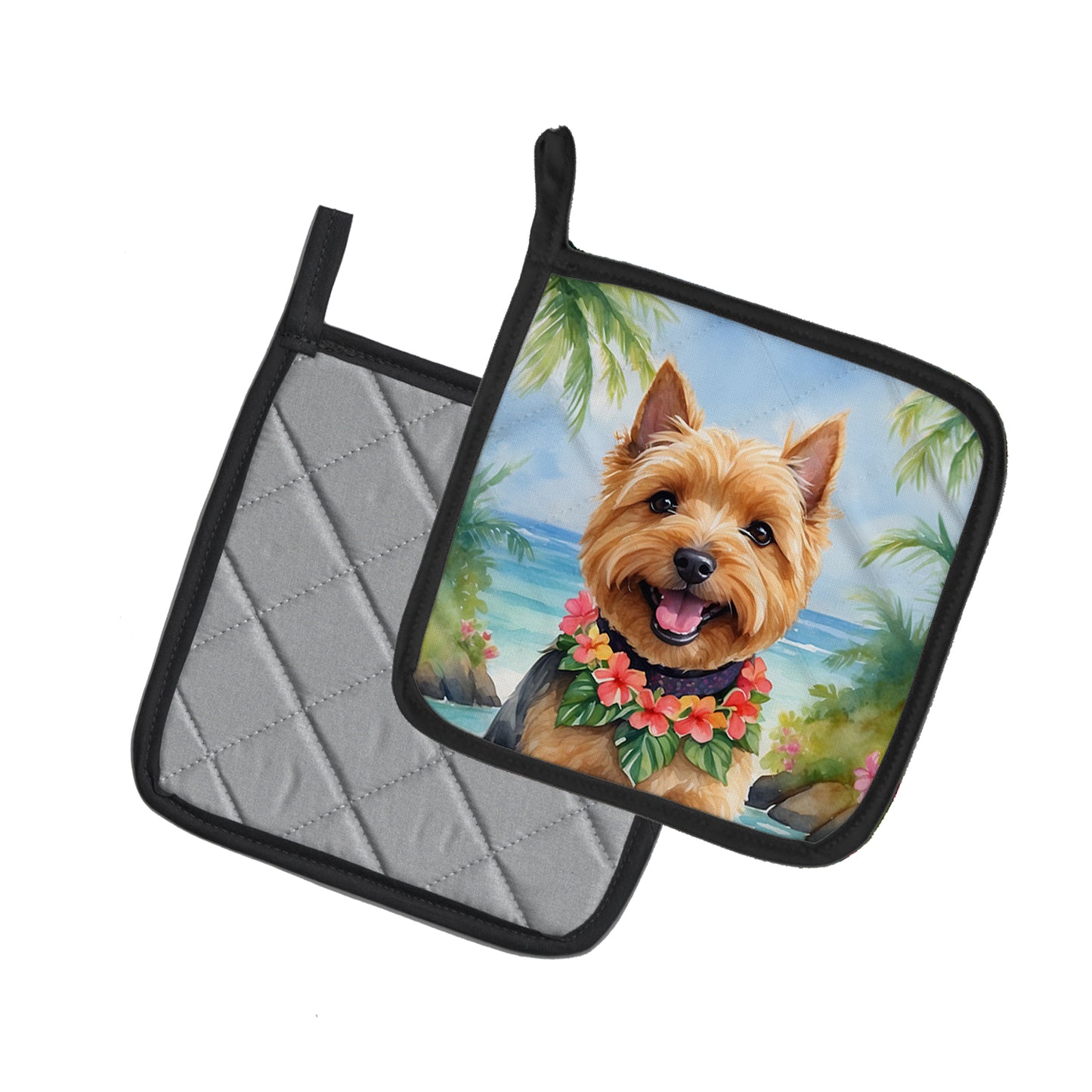 Norwich Terrier Luau Pair of Pot Holders