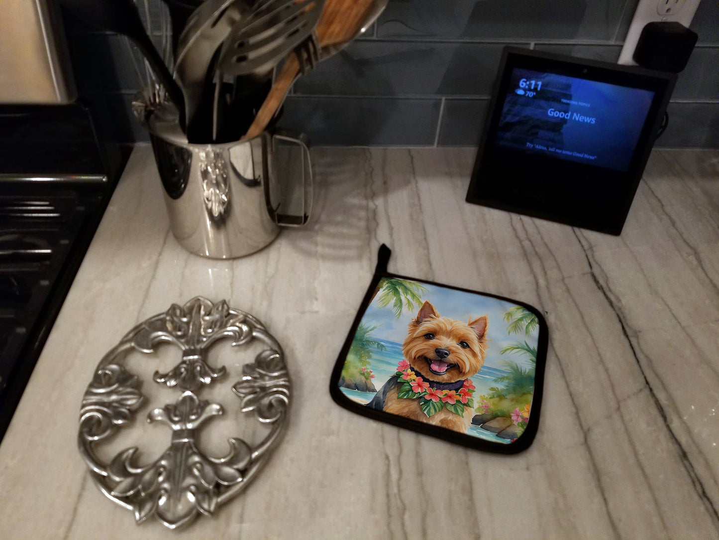 Norwich Terrier Luau Pair of Pot Holders
