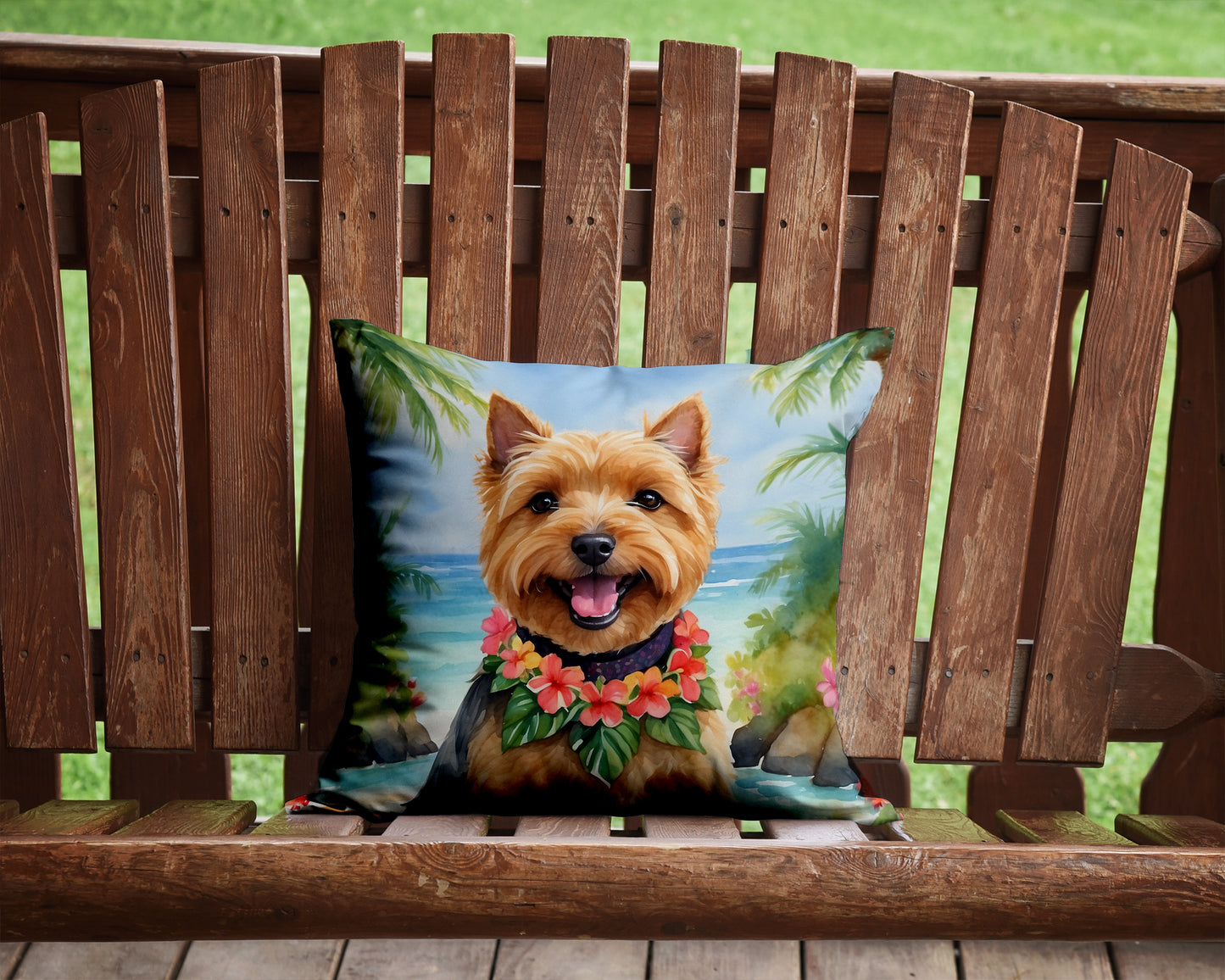 Norwich Terrier Luau Throw Pillow