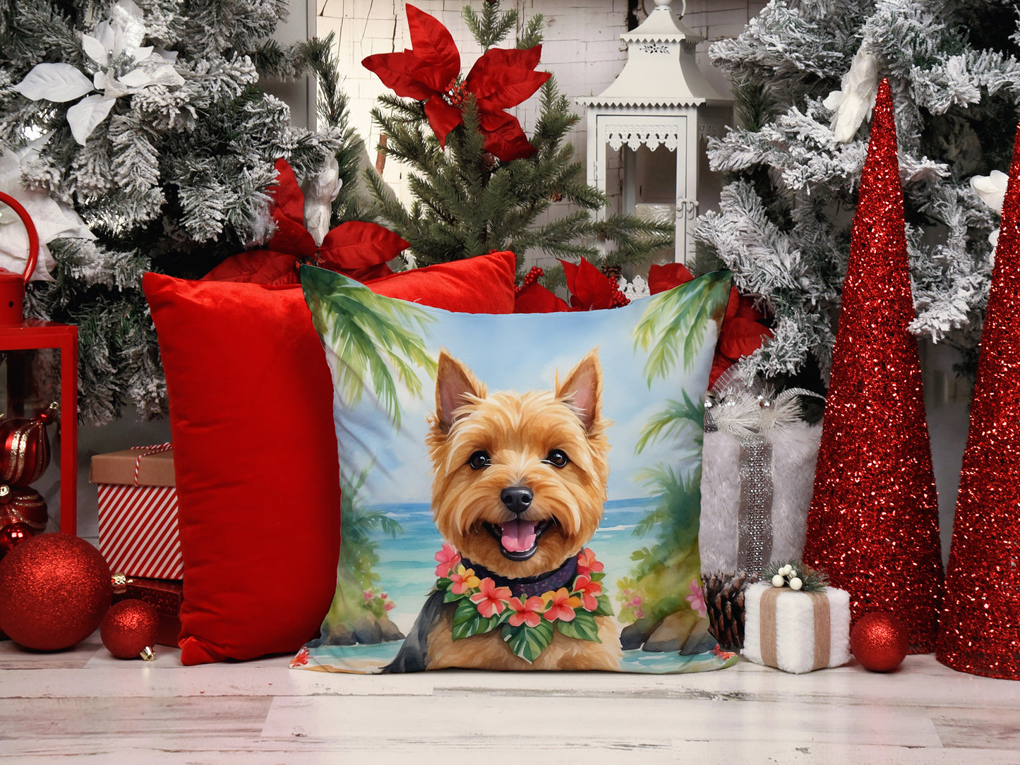 Norwich Terrier Luau Throw Pillow