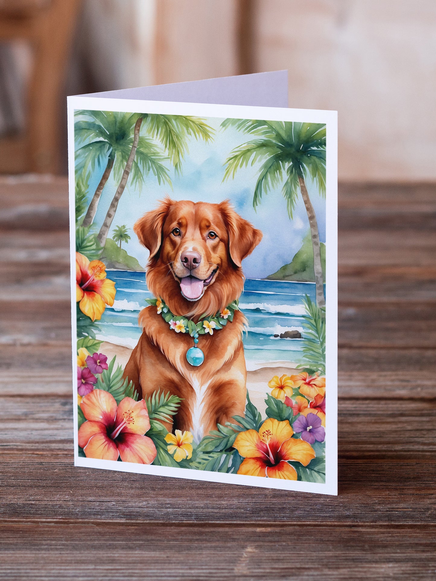 Nova Scotia Duck Tolling Retriever Luau Greeting Cards Pack of 8