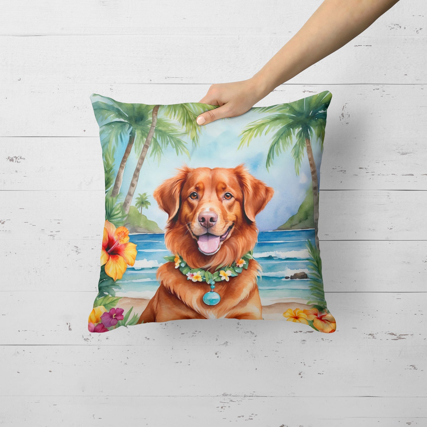 Nova Scotia Duck Tolling Retriever Luau Throw Pillow