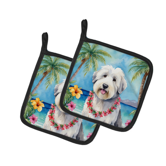 Buy this Old English Sheepdog Luau Pair of Pot Holders