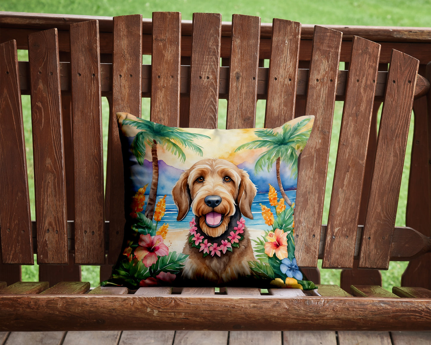 Otterhound Luau Throw Pillow