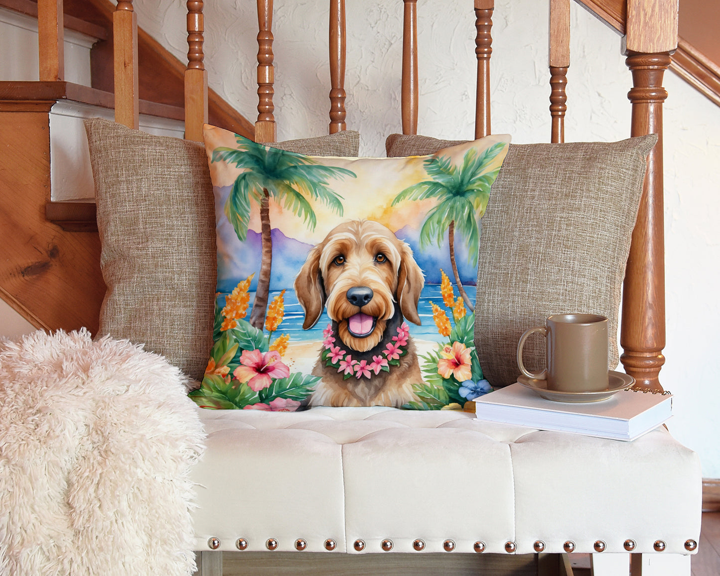 Otterhound Luau Throw Pillow