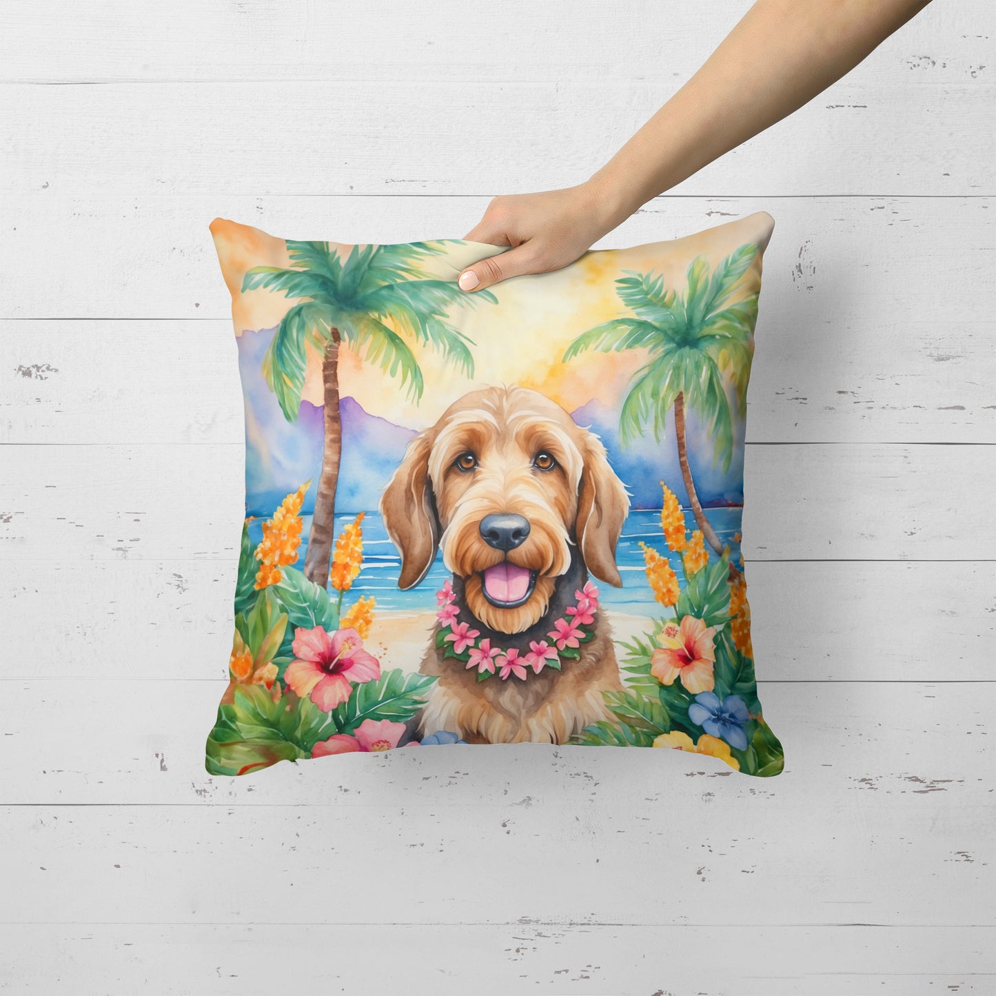 Otterhound Luau Throw Pillow