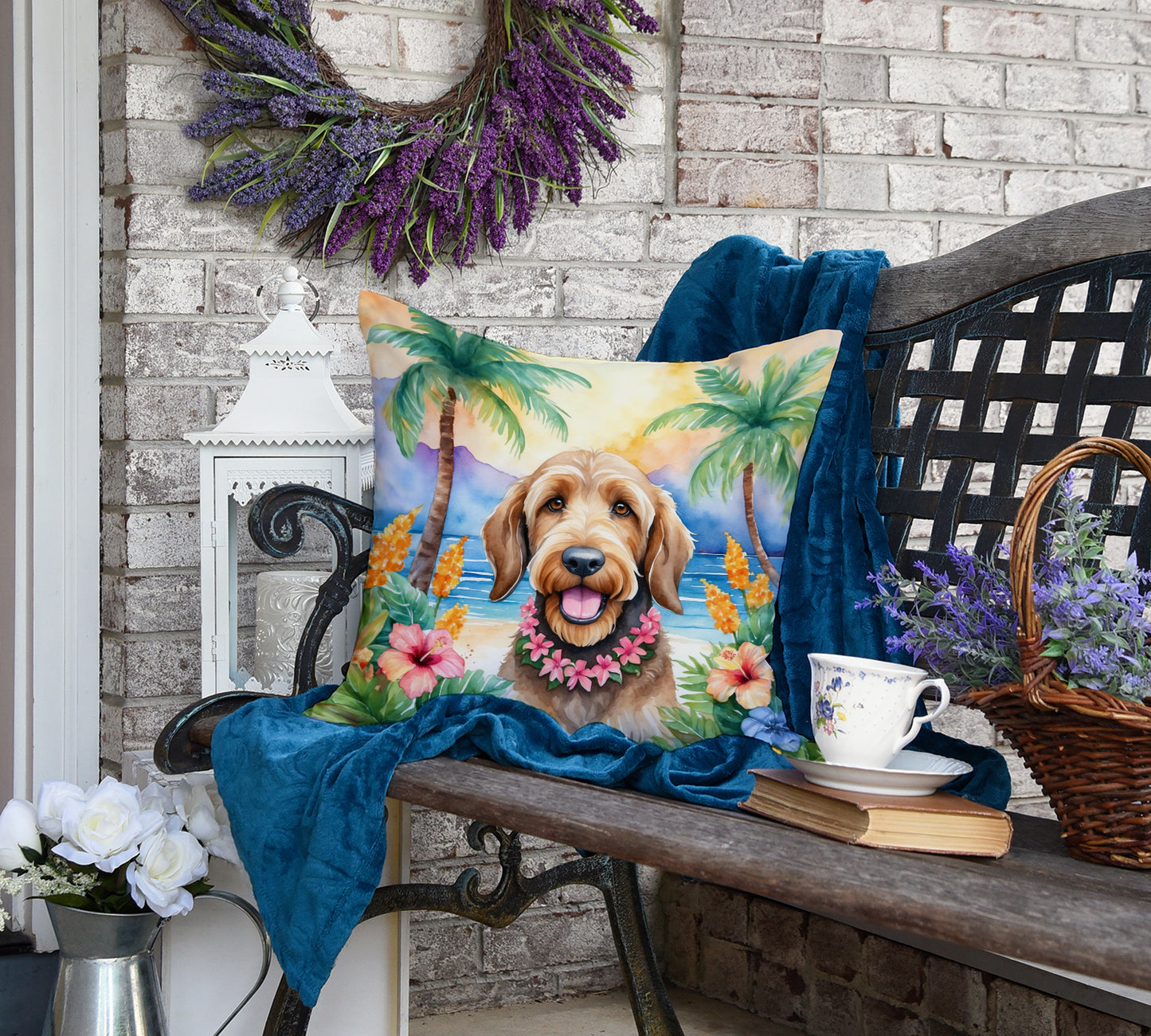Otterhound Luau Throw Pillow