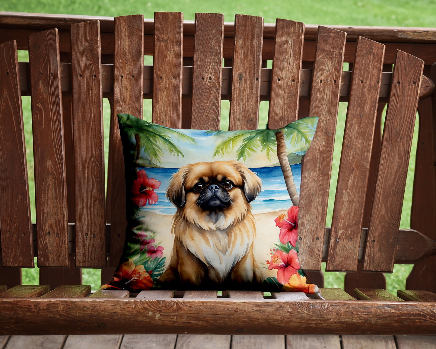 Pekingese Luau Throw Pillow