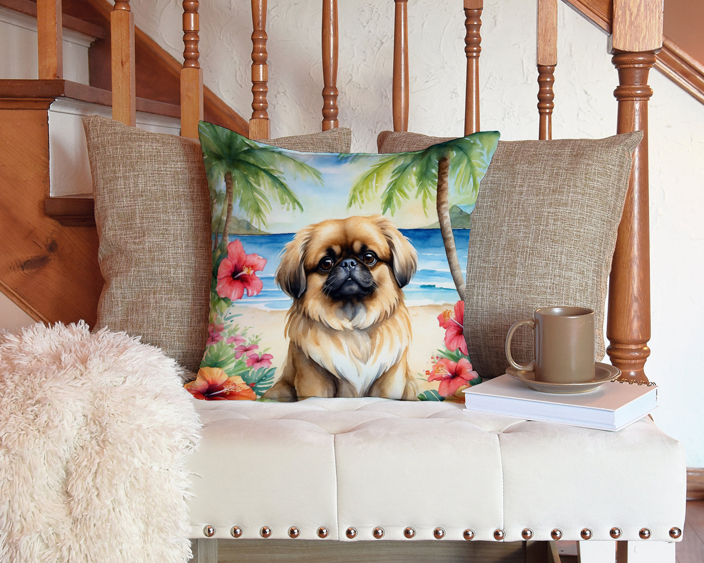 Pekingese Luau Throw Pillow