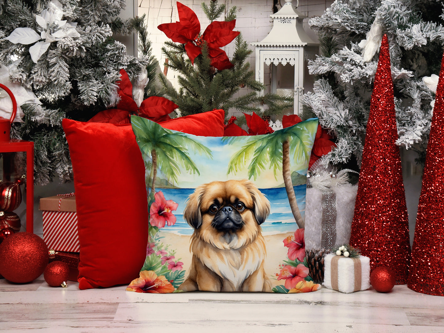 Pekingese Luau Throw Pillow