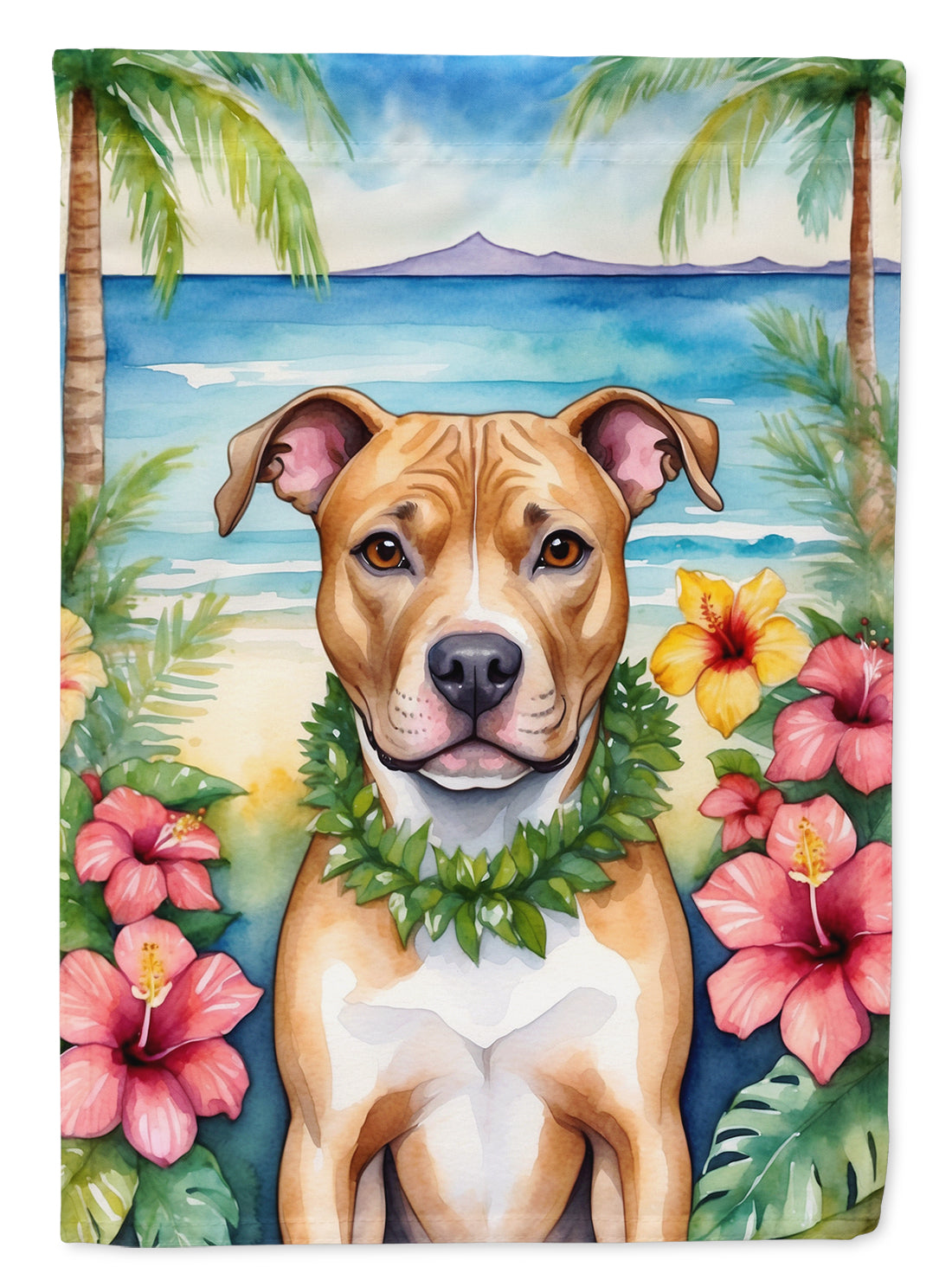 Buy this Pit Bull Terrier Luau House Flag