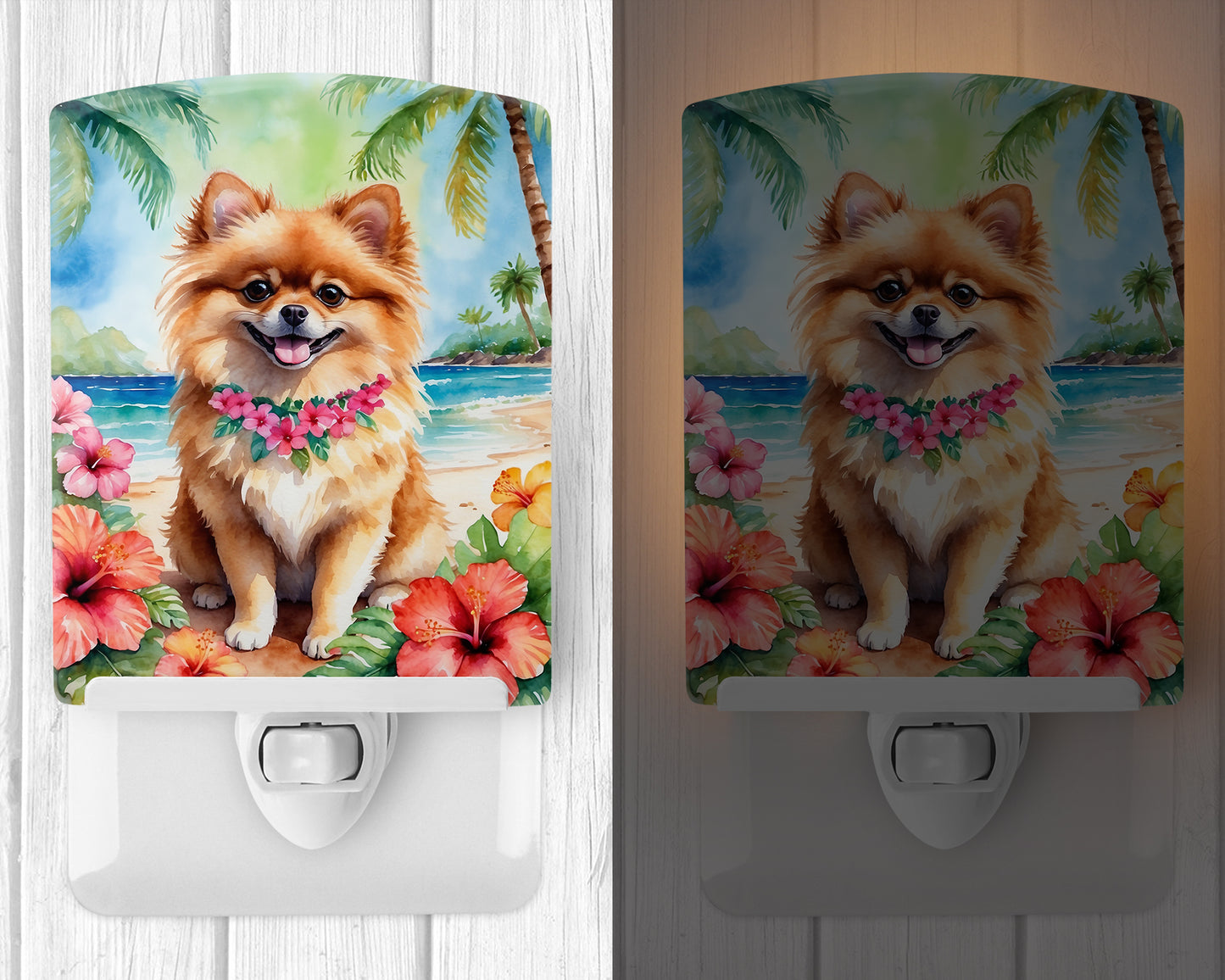 Pomeranian Luau Ceramic Night Light