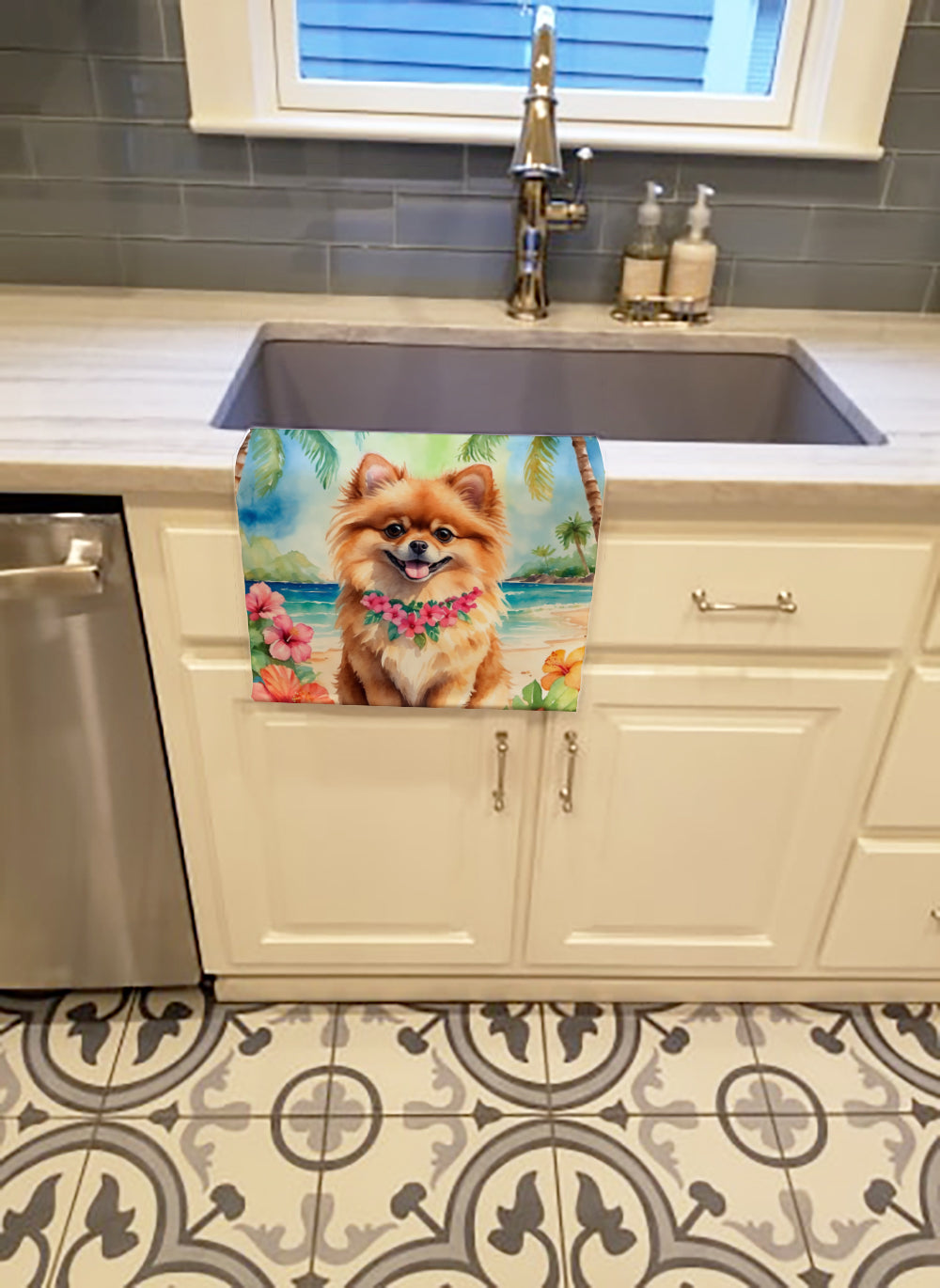 Pomeranian Luau Kitchen Towel