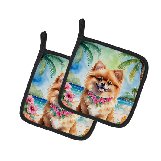 Buy this Pomeranian Luau Pair of Pot Holders