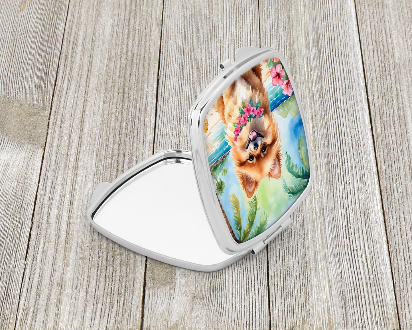 Pomeranian Luau Compact Mirror