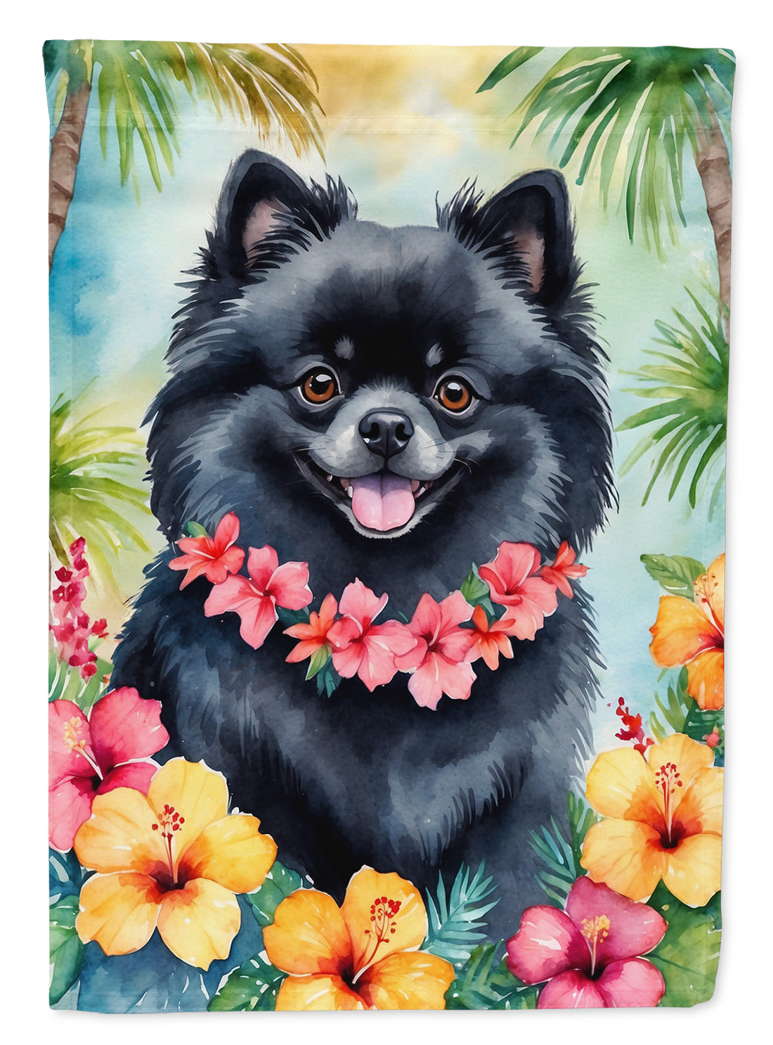 Buy this Pomeranian Luau House Flag