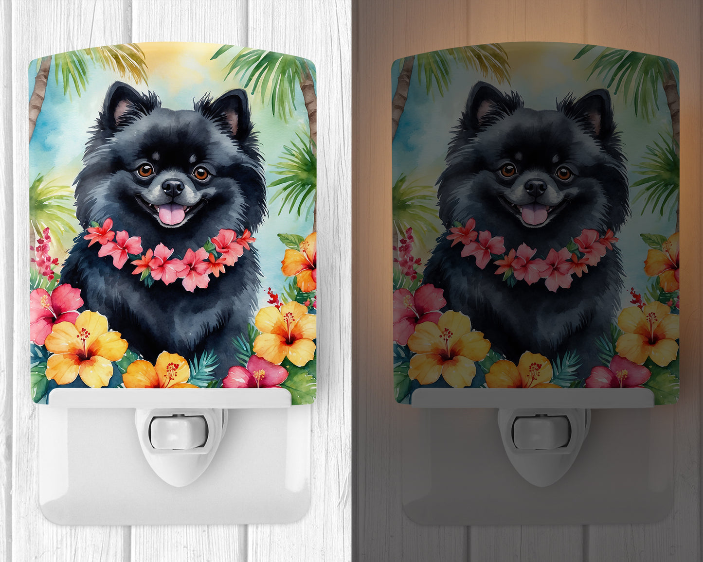 Pomeranian Luau Ceramic Night Light