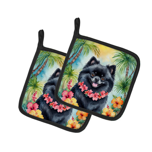 Buy this Pomeranian Luau Pair of Pot Holders