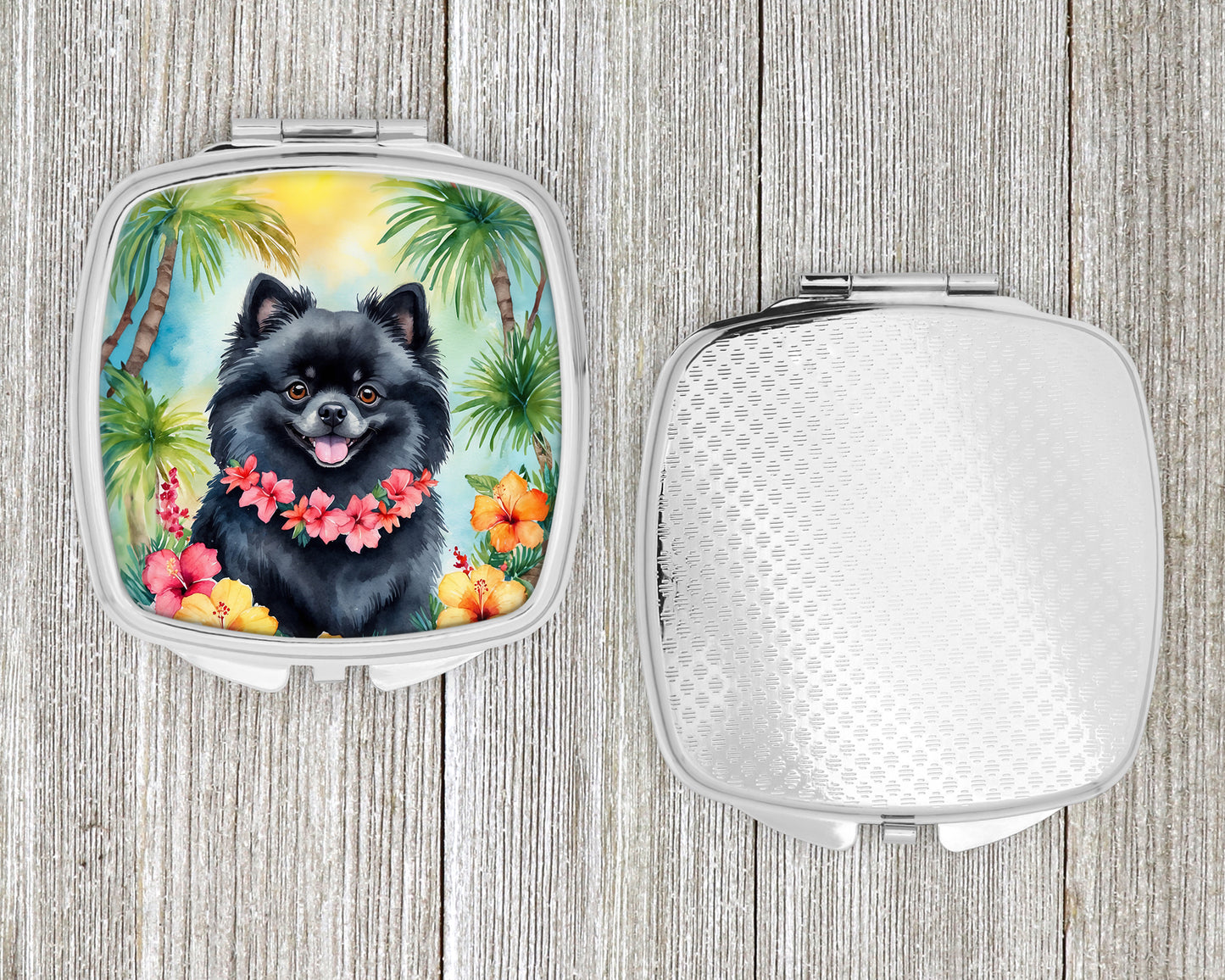 Pomeranian Luau Compact Mirror