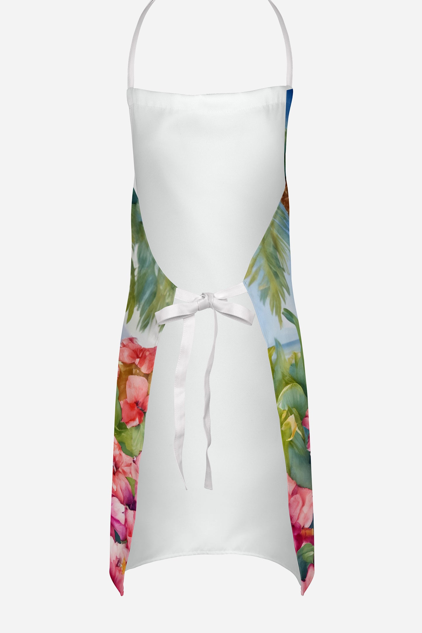 White Poodle Luau Apron