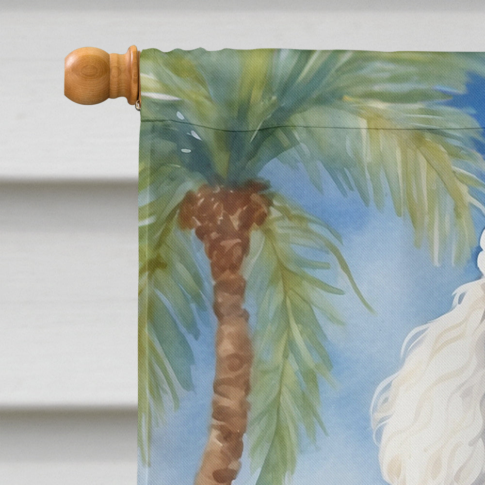 White Poodle Luau House Flag