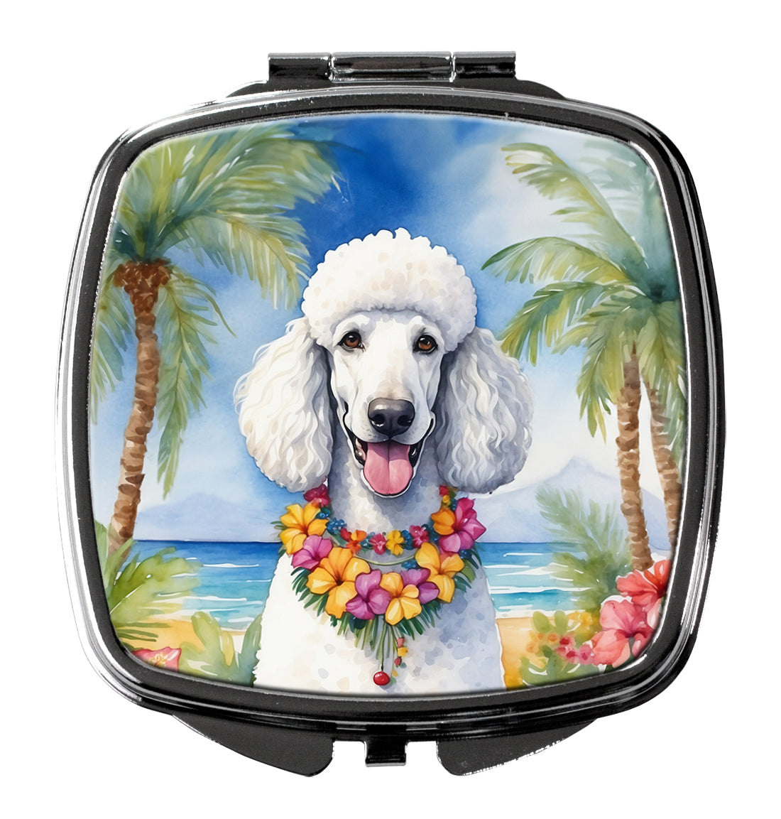 Buy this White Poodle Luau Compact Mirror