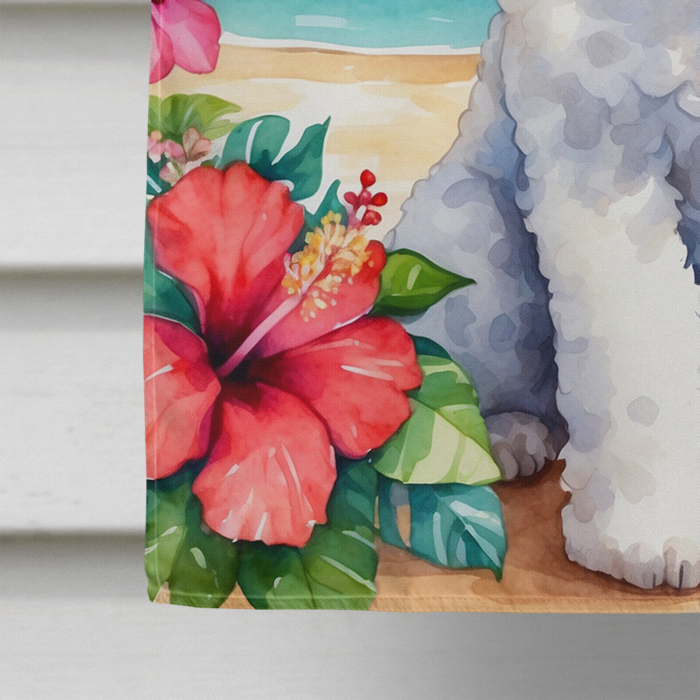 White Poodle Luau House Flag