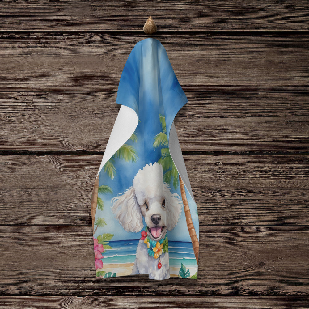 White Poodle Luau Kitchen Towel