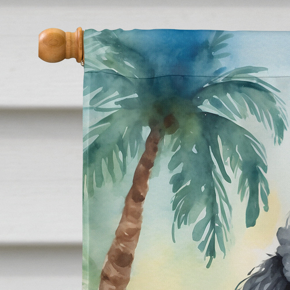 Black Poodle Luau House Flag