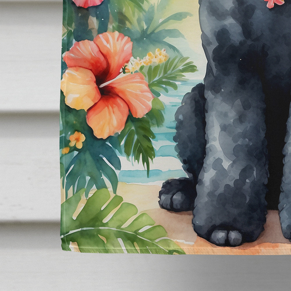 Black Poodle Luau House Flag