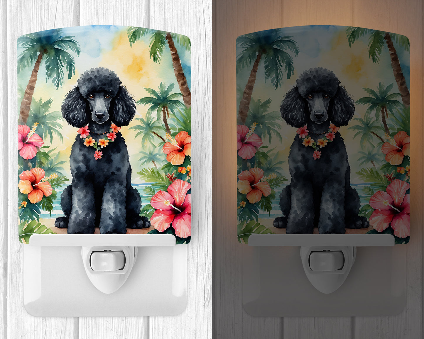 Black Poodle Luau Ceramic Night Light