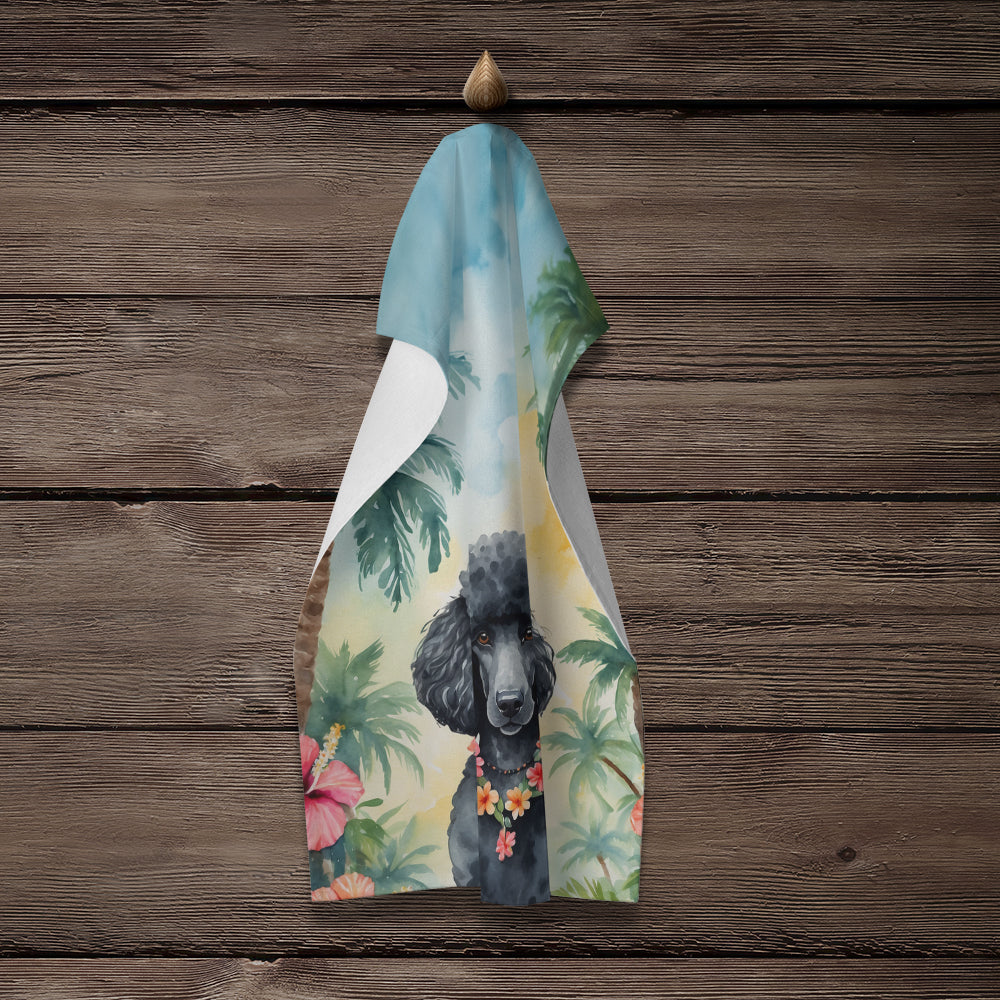 Black Poodle Luau Kitchen Towel