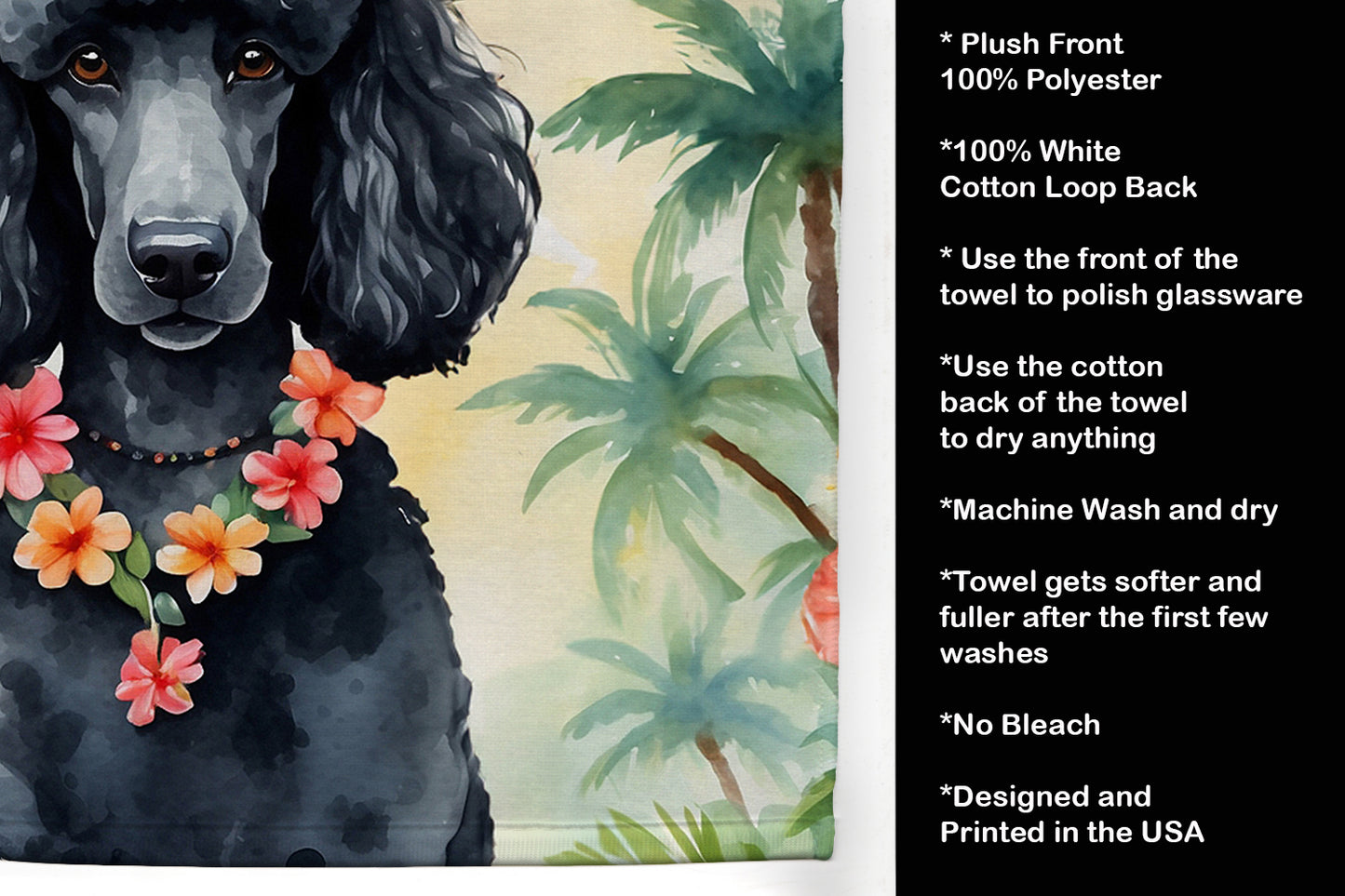 Black Poodle Luau Kitchen Towel