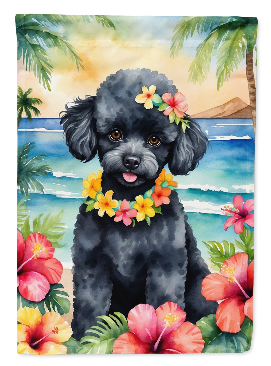 Buy this Black Poodle Luau House Flag