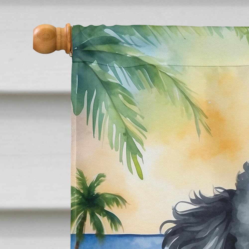 Black Poodle Luau House Flag