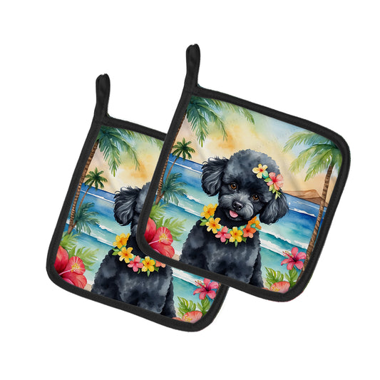 Buy this Black Poodle Luau Pair of Pot Holders