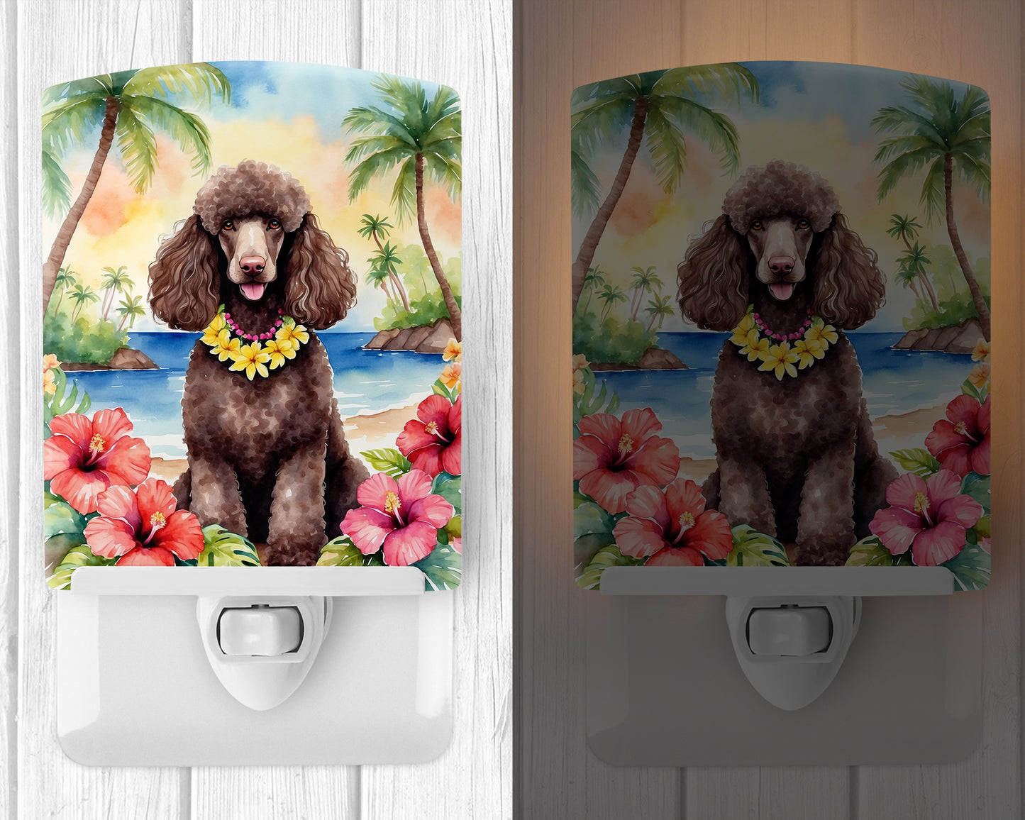 Chocolate Poodle Luau Ceramic Night Light