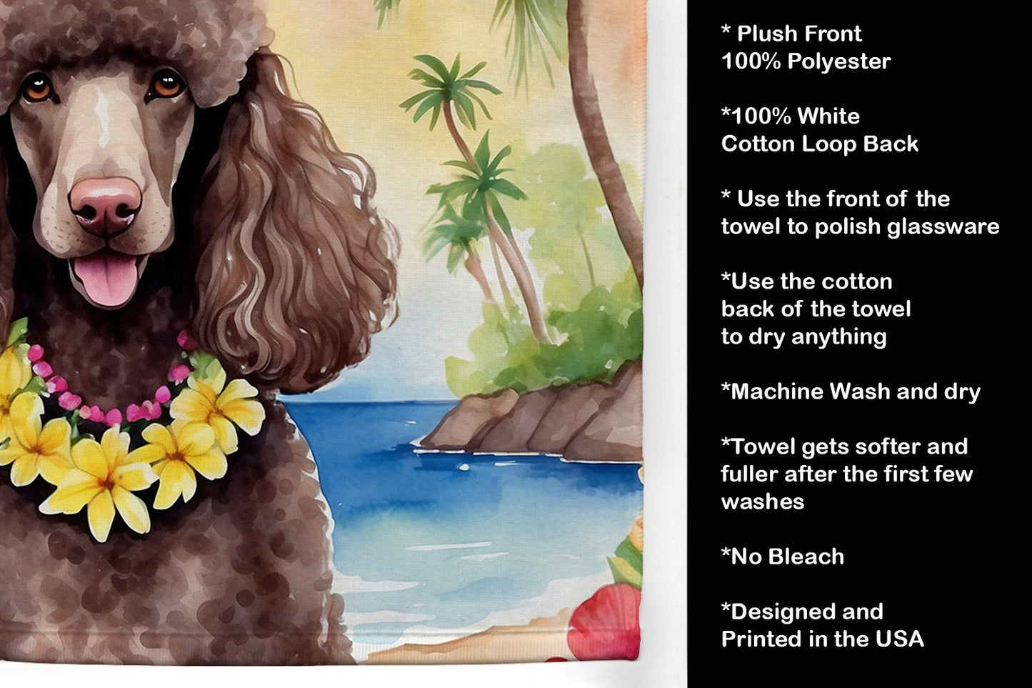 Chocolate Poodle Luau Kitchen Towel