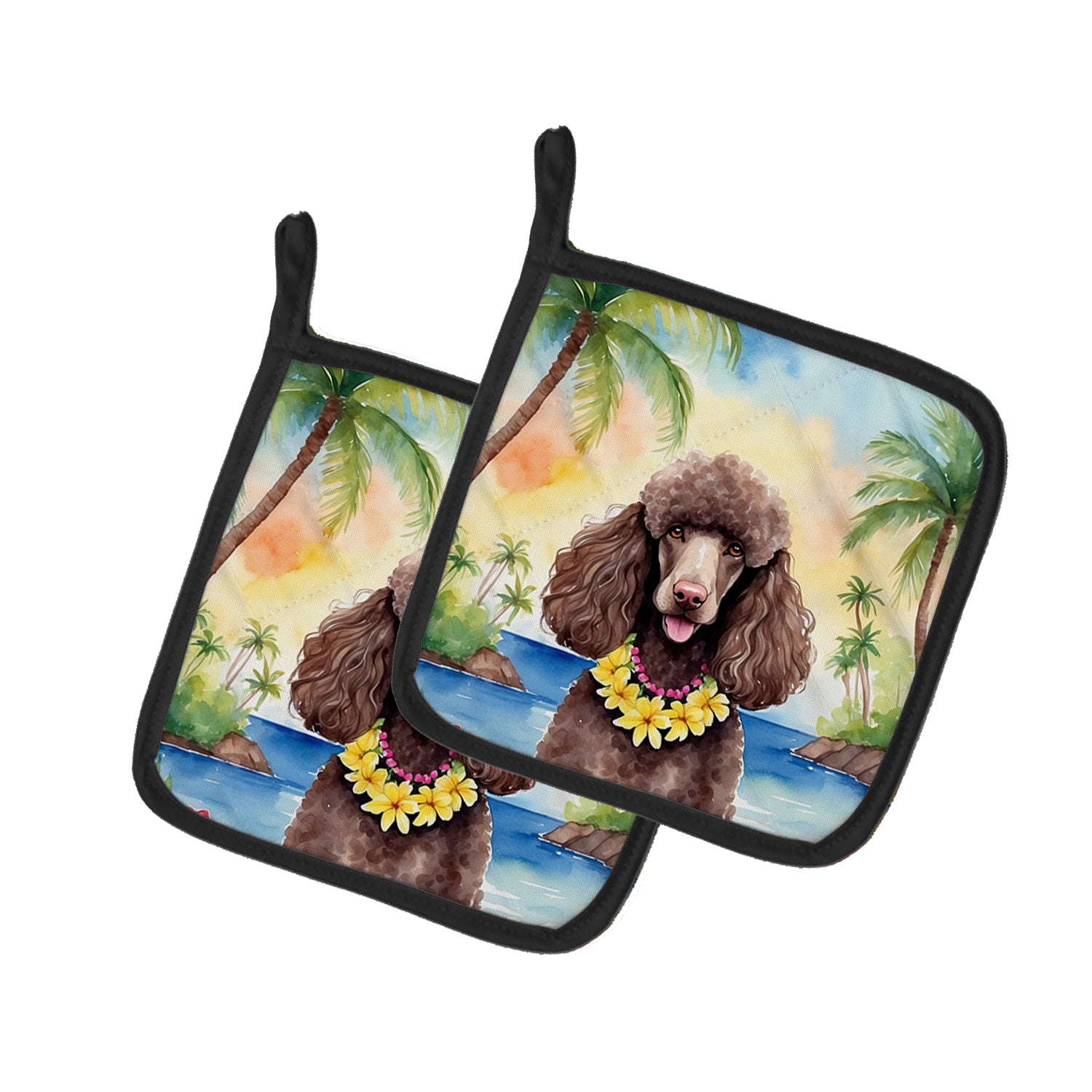 Buy this Chocolate Poodle Luau Pair of Pot Holders