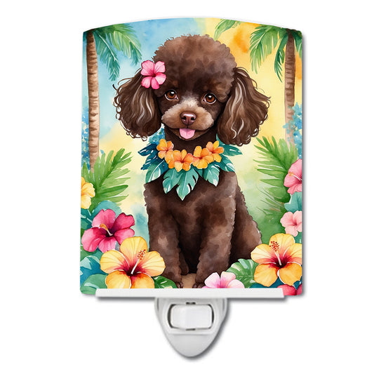 Buy this Chocolate Poodle Luau Ceramic Night Light