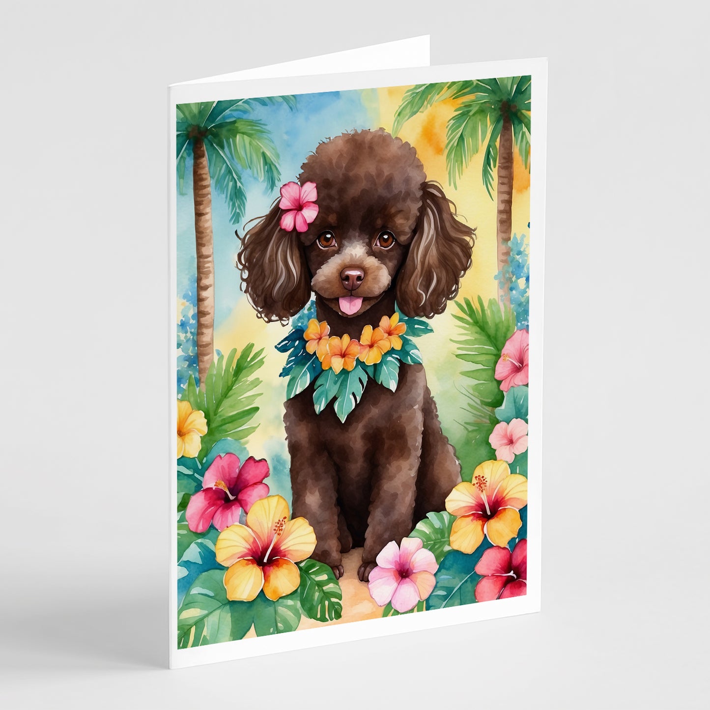 Buy this Chocolate Poodle Luau Greeting Cards Pack of 8