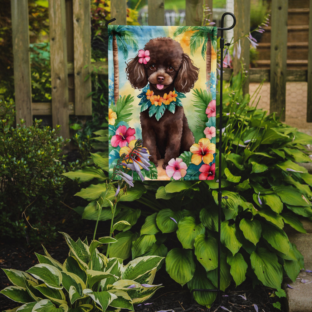 Chocolate Poodle Luau Garden Flag