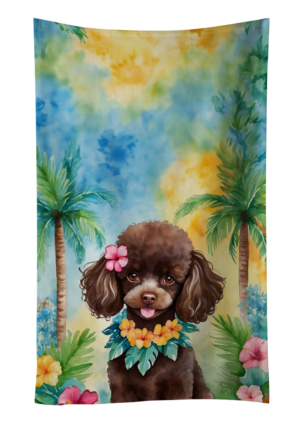 Buy this Chocolate Poodle Luau Kitchen Towel